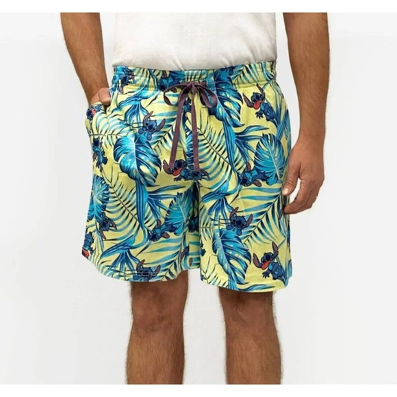 NEW XL Disney Lilo Stitch 8" Palm Print Pajama Shorts - Picture 1 of 3